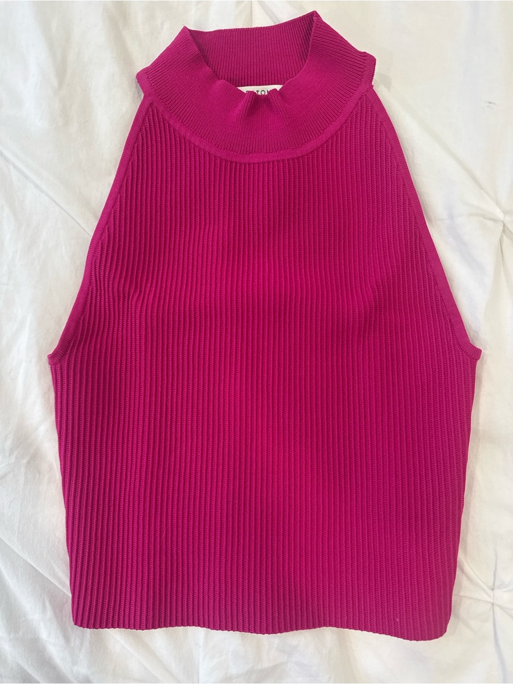 Babaton Ribbed Mock Neck Tank - Hot Pink